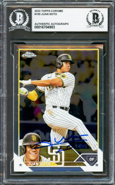 Juan Soto Autographed 2023 Topps Chrome Card #100 New York Yankees Beckett BAS #16704983