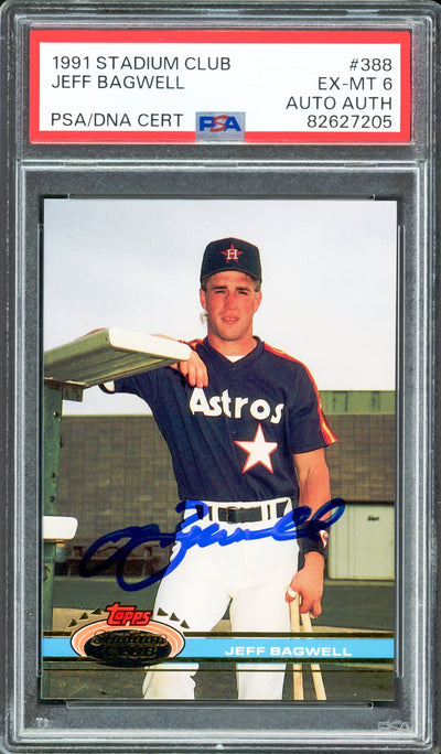 Jeff Bagwell Autographed 1991 Stadium Club Rookie Card #388 Houston Astros PSA 6 PSA/DNA #82627205