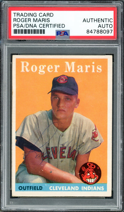 Roger Maris Autographed 1958 Topps Rookie Card #47 New York Yankees PSA/DNA #84788097