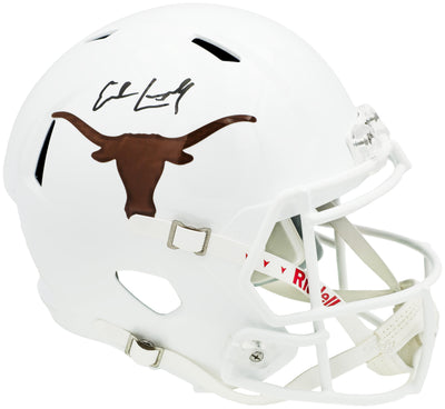 Earl Campbell Autographed Texas Longhorns White Full Size Replica Speed 2021 Helmet Beckett BAS Witness