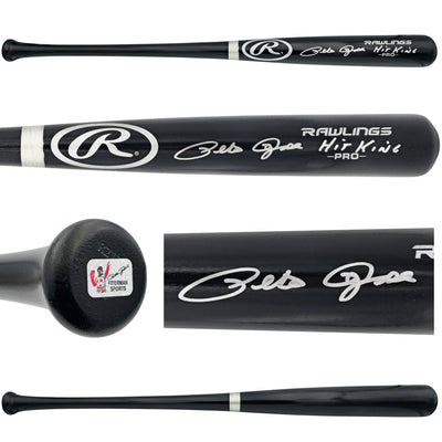 Pete Rose Autographed Black Rawlings Pro Baseball Bat Cincinnati Reds "Hit King" PR Holo