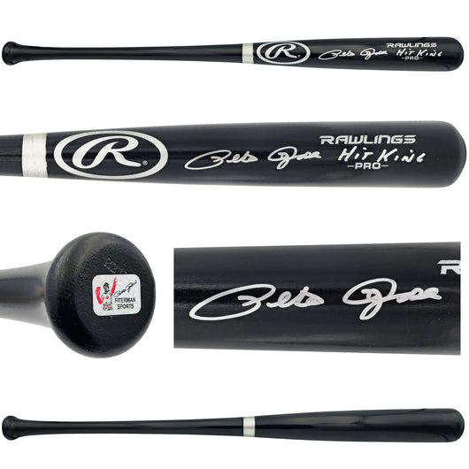Pete Rose Autographed Black Rawlings Pro Baseball Bat Cincinnati Reds "Hit King" PR Holo