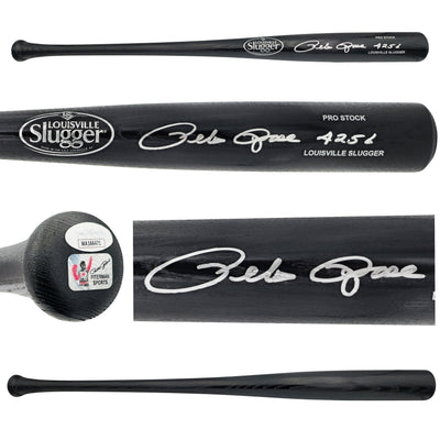Pete Rose Autographed Black Louisville Slugger Pro Stock Baseball Bat Cincinnati Reds "4256" JSA