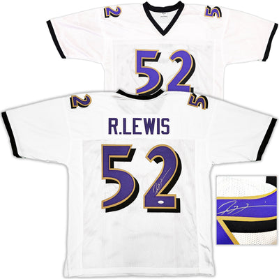 Baltimore Ravens Ray Lewis Autographed White Football Jersey JSA