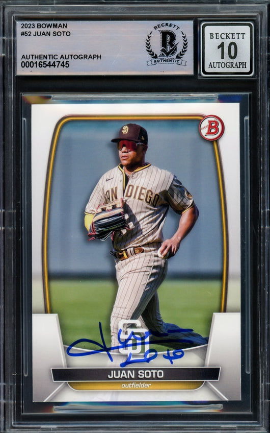 Juan Soto Autographed 2023 Bowman Card #52 New York Yankees Auto Grade Gem Mint 10 Beckett BAS