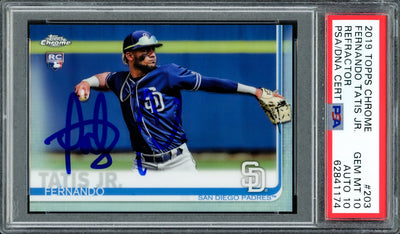 Fernando Tatis Jr. Autographed 2019 Topps Chrome Refractor Rookie Card #203 San Diego Padres PSA 10 Auto Grade Gem Mint 10 PSA/DNA #62841174