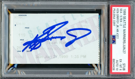 Ken Griffey Jr. Autographed June 27th, 1999 Ticket Stub Seattle Mariners PSA 6 Auto Grade Gem Mint 10 Highest Graded PSA/DNA #68034438