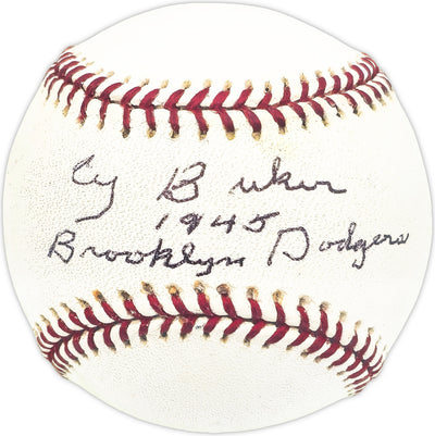 Cy Buker Autographed Official MLB Baseball Brooklyn Dodgers "1945 Brooklyn Dodgers" Beckett BAS QR #BM25903