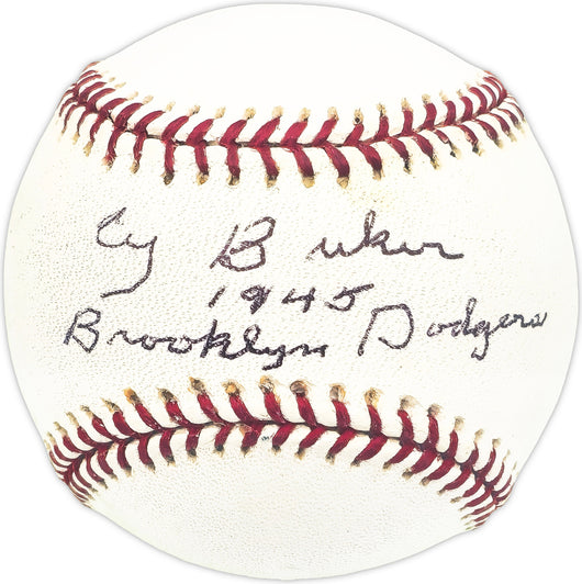 Cy Buker Autographed Official MLB Baseball Brooklyn Dodgers "1945 Brooklyn Dodgers" Beckett BAS QR #BM25903