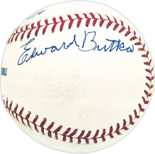 Edward Ed Butka Autographed Official MLB Baseball Washington Senators Beckett BAS QR #BM25914
