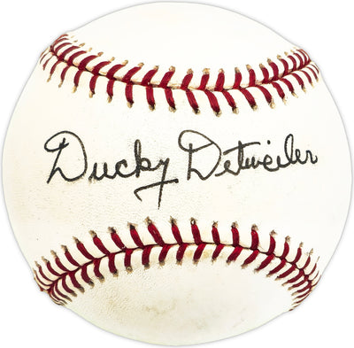 Ducky Detweiler Autographed Official NL Baseball Boston Braves Beckett BAS QR #BM25955