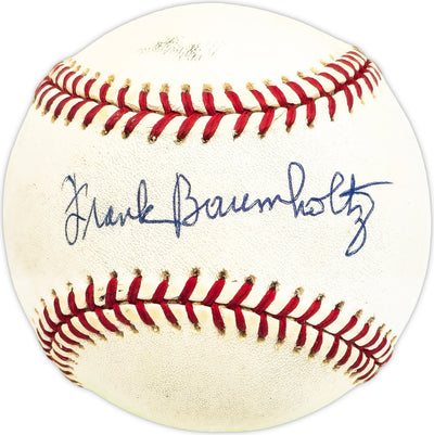 Frank Baumholtz Autographed Official NL Baseball Philadelphia Phillies, Cincinnati Reds Beckett BAS QR #BM25993