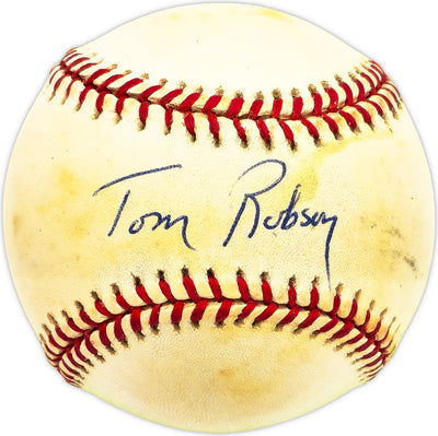 Tom Robson Autographed Official NL Baseball Texas Rangers Beckett BAS QR #BM17836