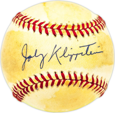 Johnny Klippstein Autographed Official NL Baseball Los Angeles Dodgers, Chicago Cubs