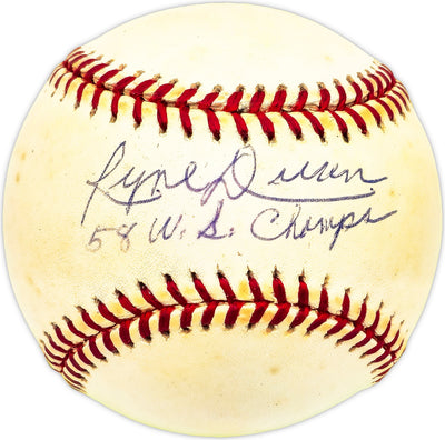 Ryne Duren Autographed Official AL Baseball New York Yankees "58 WS Champs"