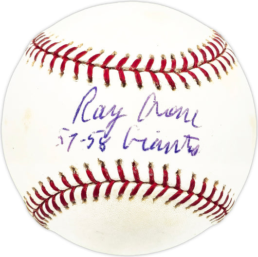 Ray Crone Autographed Official MLB Baseball San Francisco Giants "57-58 Giants"