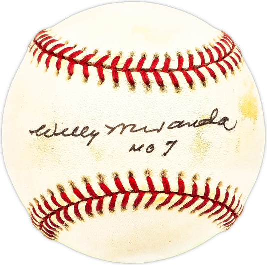 Willy Miranda Autographed Official AL Baseball Baltimore Orioles, New York Yankees "No 7"