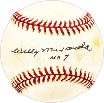 Willy Miranda Autographed Official AL Baseball Baltimore Orioles, New York Yankees "No 7"