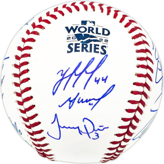 2022 World Series Champion Houston Astros Team Signed Autographed Official 2022 World Series Logo MLB Baseball With 21 Signatures Including Jose Altuve & Yordan Alvarez Beckett BAS Witness #WX88123