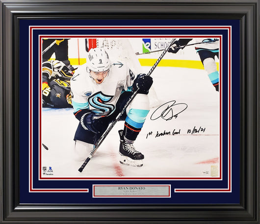 Ryan Donato Autographed Framed 16x20 Photo Seattle Kraken "1st Kraken Goal 10/12/21" Fanatics Holo Stock #214083