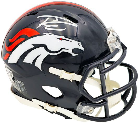 Russell Wilson Autographed Denver Broncos Blue Speed Mini Helmet Fanatics Holo