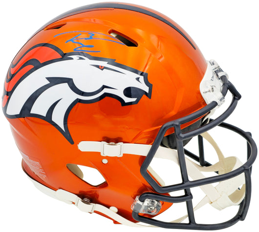 Russell Wilson Autographed Denver Broncos Flash Orange Full Size Authentic Speed Helmet Fanatics Holo