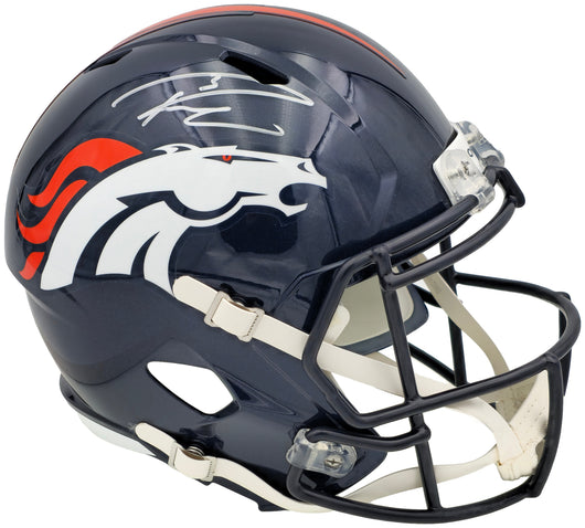Russell Wilson Autographed Denver Broncos Blue Full Size Replica Speed Helmet Fanatics Holo