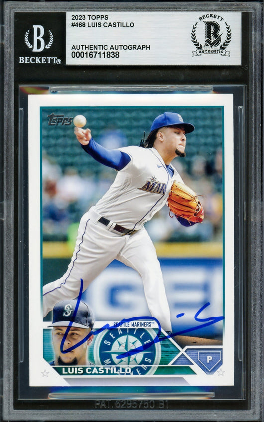 Luis Castillo Autographed 2023 Topps Card #468 Seattle Mariners Beckett BAS