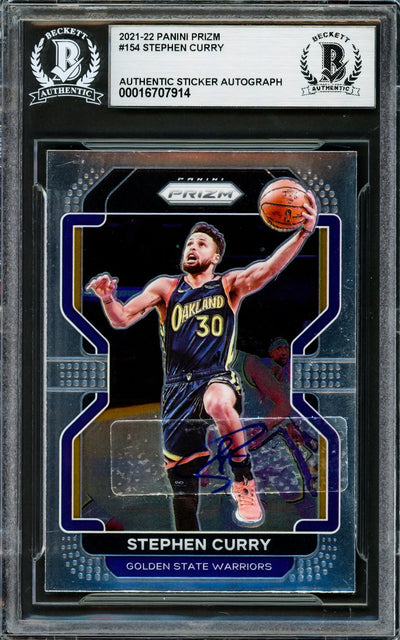 Stephen Curry Autographed 2021-22 Panini Prizm Card #154 Golden State Warriors Beckett BAS