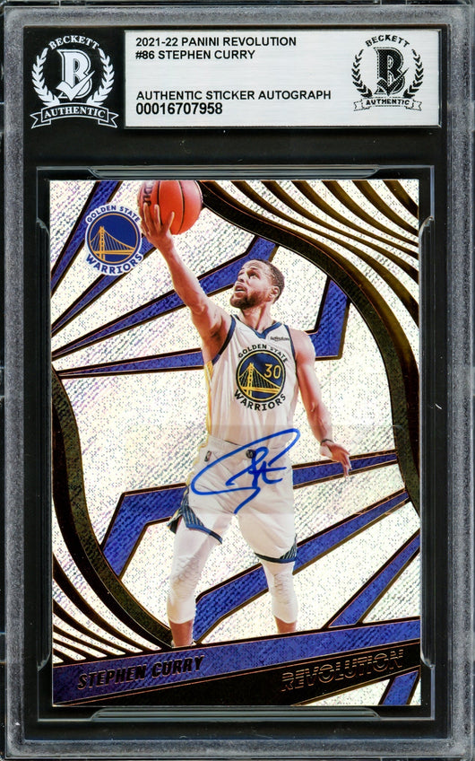 Stephen Curry Autographed 2021-22 Panini Revolution Card #86 Golden State Warriors Beckett BAS