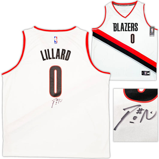 Portland Trailblazers Damian Lillard Autographed White Fanatics Jersey Size XXL Beckett BAS QR Stock #214828