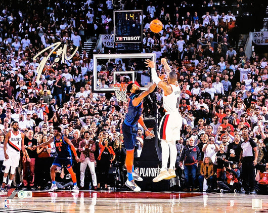 Damian Lillard Autographed 16x20 Photo Portland Trailblazers Playoff Buzzer Beater Winner Over Paul George Beckett BAS Witness Stock #214832