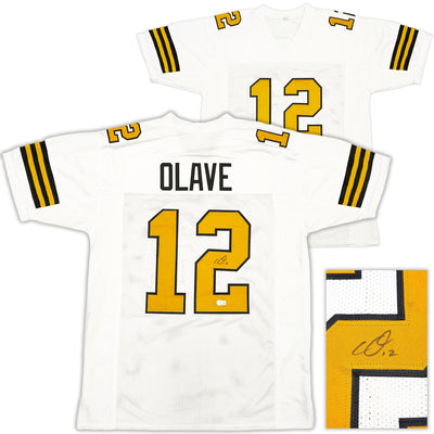 New Orleans Saints Chris Olave Autographed White Color Rush Jersey Beckett BAS Witness