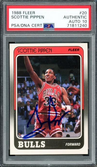 Scottie Pippen Autographed 1988-89 Fleer Rookie Card #20 Chicago Bulls Auto Grade Gem Mint 10 PSA/DNA #71811240