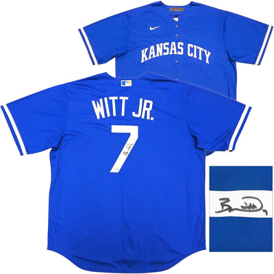 Kansas City Royals Bobby Witt Jr. Autographed Blue Nike Jersey Size XL Beckett BAS Witness