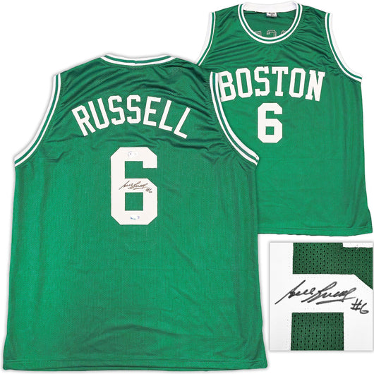 Boston Celtics Bill Russell Autographed Green Jersey Beckett BAS