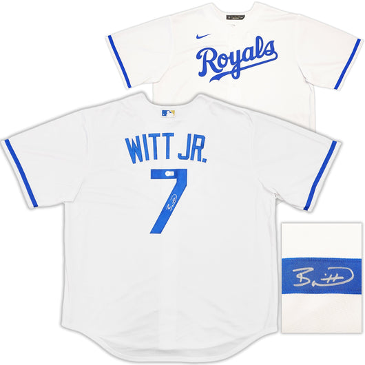 Kansas City Royals Bobby Witt Jr. Autographed White Nike Jersey Size XL Beckett BAS Witness