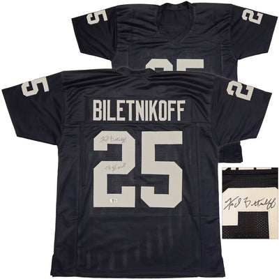 Oakland Raiders Fred Biletnikoff Autographed Black Jersey "SB XI MVP" Beckett BAS Witness