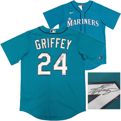 Seattle Mariners Ken Griffey Jr. Autographed Teal Nike Jersey Size M Beckett BAS Witness