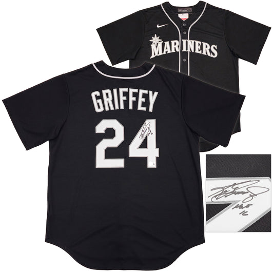 Seattle Mariners Ken Griffey Jr. Autographed Black Nike Jersey Size L "HOF 16" Beckett BAS Witness