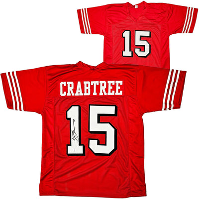 San Francisco 49ers Michael Crabtree Autographed Red Jersey Beckett BAS Witness Stock #215668