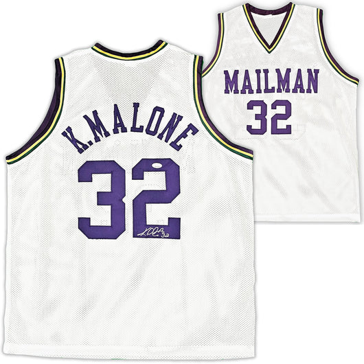 Utah Jazz Karl Malone Autographed White Jersey JSA Stock #215758