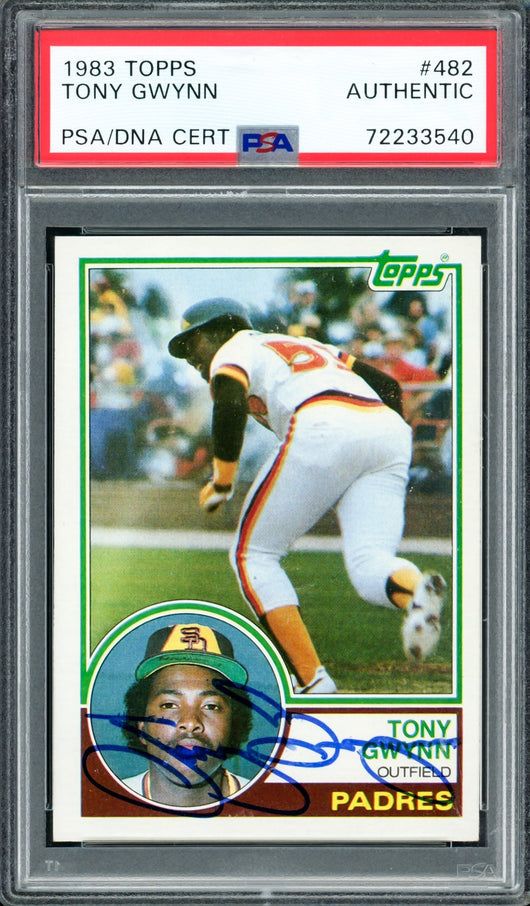 Tony Gwynn Autographed 1983 Topps Rookie Card #482 San Diego Padres PSA/DNA #72233540