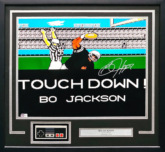 Bo Jackson Autographed Framed 16x20 Nintendo Tecmo Bowl Photo With NES Controller Oakland Raiders Beckett BAS Witness