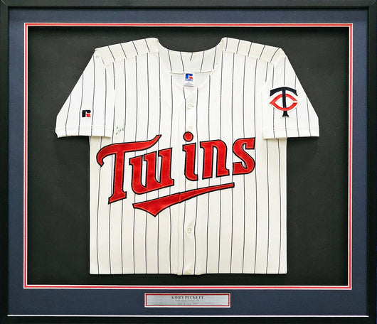 Minnesota Twins Kirby Puckett Autographed Framed White Rawlings Jersey (Light) Beckett BAS #AC74569