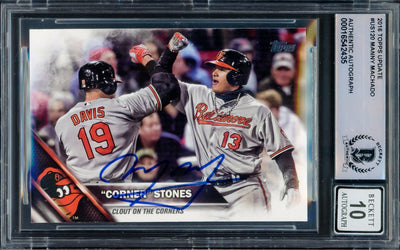 Manny Machado Autographed 2016 Topps Update Card #US120 Baltimore Orioles Auto Grade Gem Mint 10 Beckett BAS #16542435