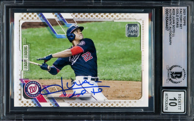 Juan Soto Autographed 2021 Topps Gold Stars Card #225 New York Yankees Auto Grade Gem Mint 10 Beckett BAS #16544487