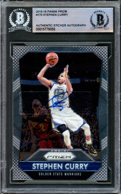 Stephen Curry Autographed 2015-16 Panini Prizm Card #170 Golden State Warriors Beckett BAS Stock #216840