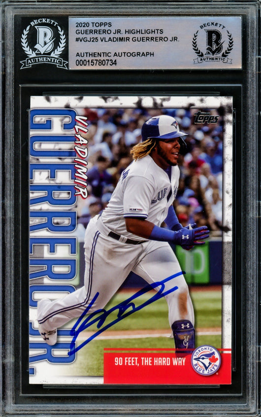 Vladimir Guerrero Jr. Autographed 2020 Topps Highlights Card #VGJ-25 Toronto Blue Jays Beckett BAS Stock #216864