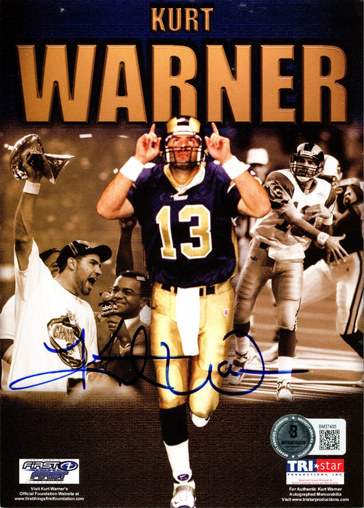 Kurt Warner Autographed 5x7 Photo St. Louis Cardinals Beckett BAS QR